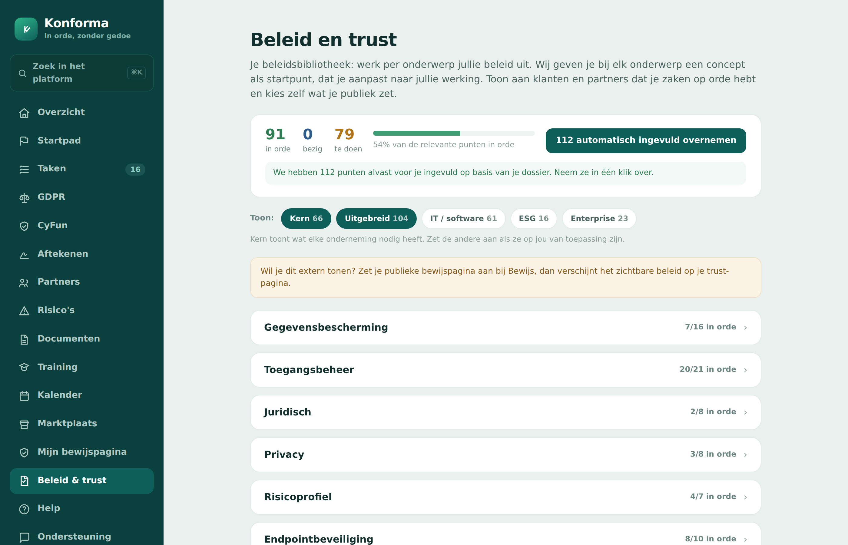 Beleid & trust met 270 onderwerpen